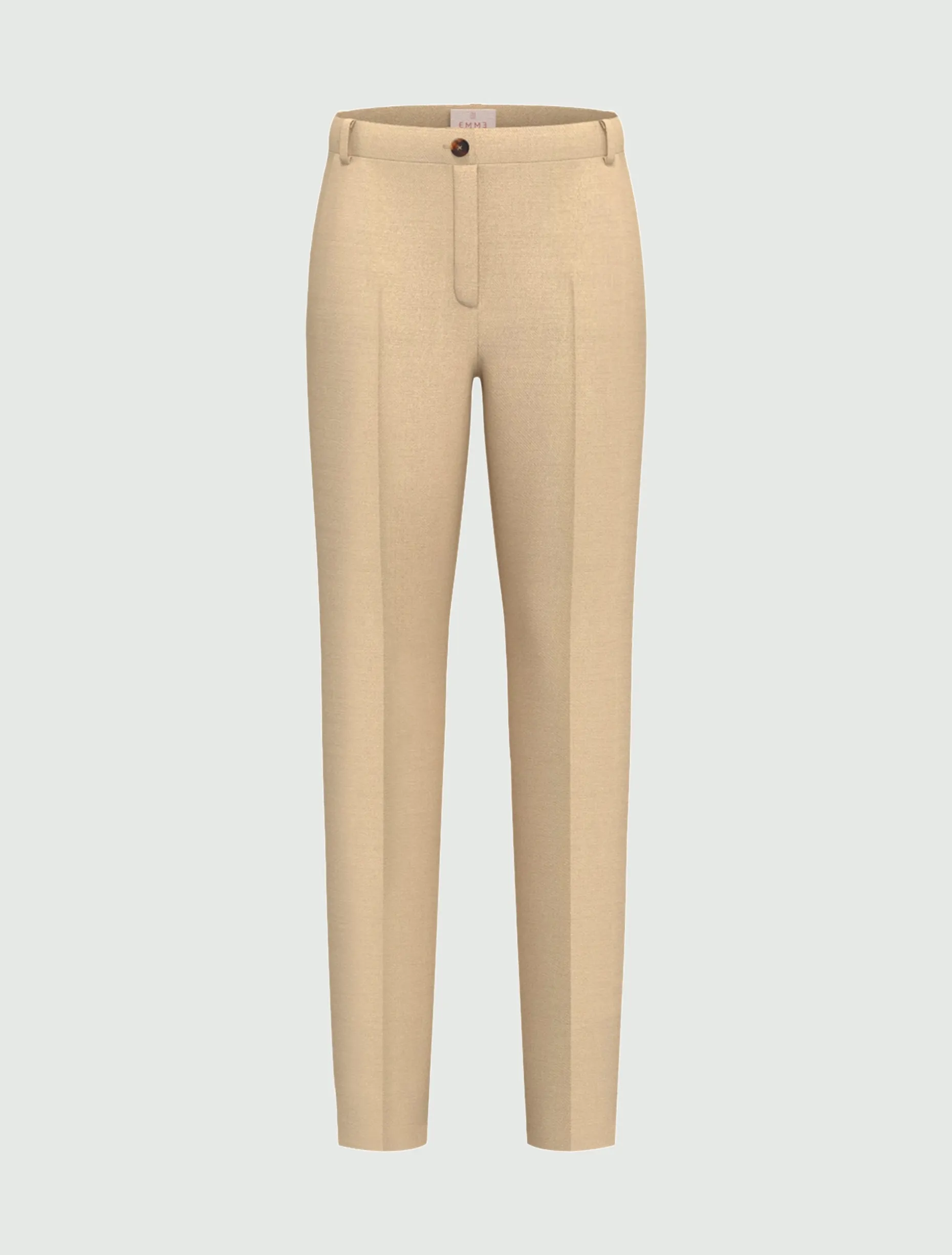 Pantaloni slim in twill di misto lino - BEIGE