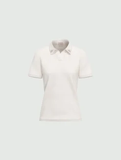 Polo con perle e cristalli - BIANCO