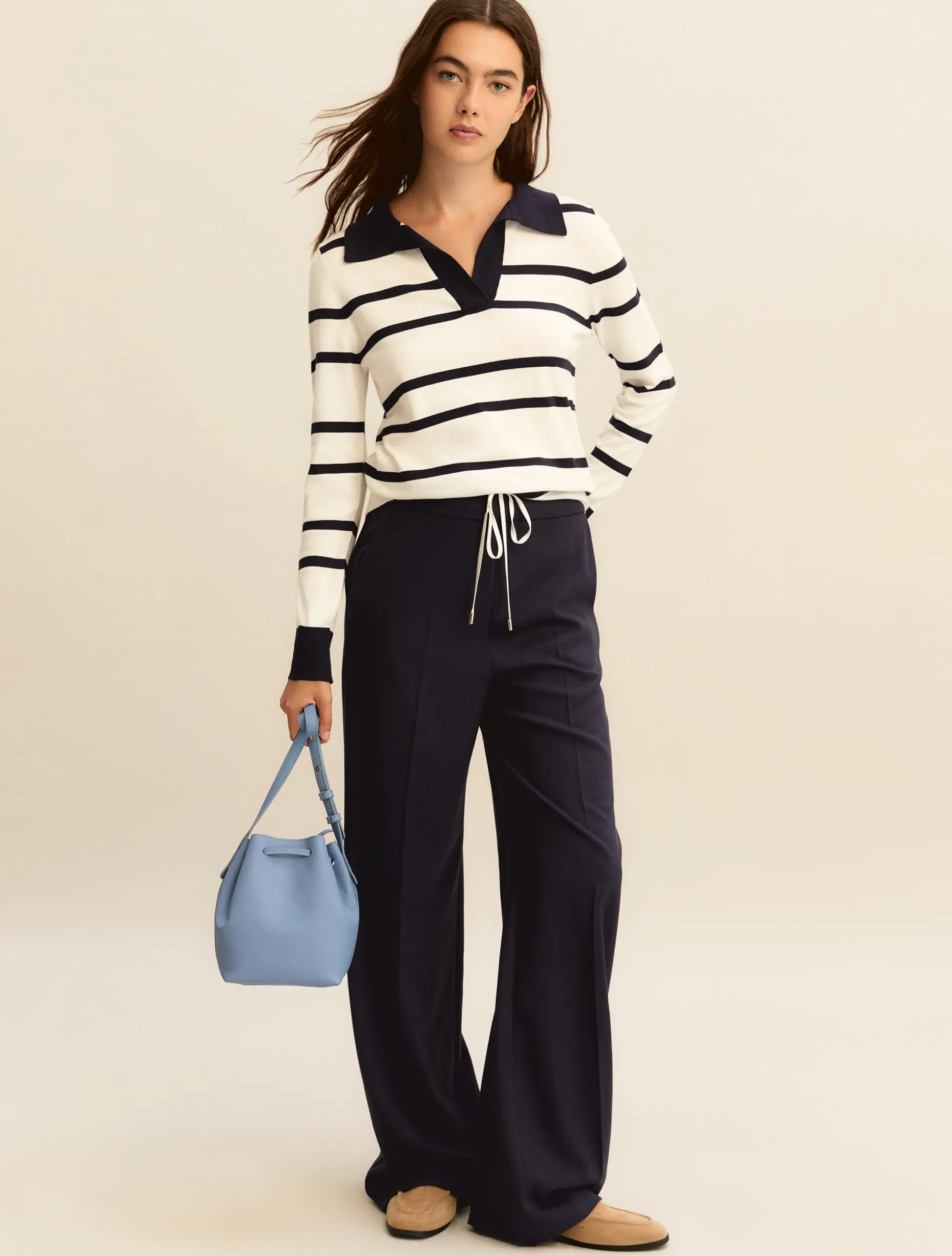 Polo aderente in viscosa stretch - BIANCO BLU