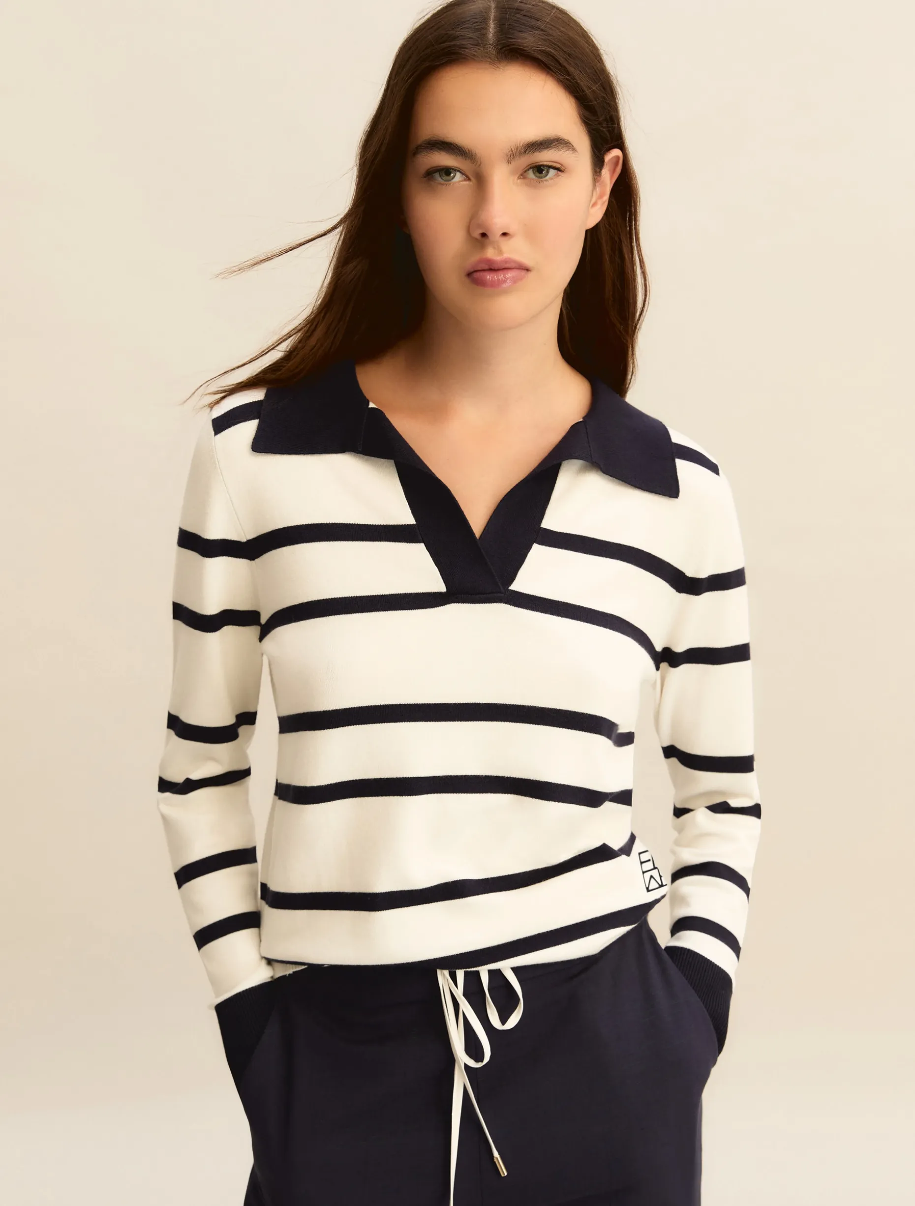 Polo aderente in viscosa stretch - BIANCO BLU