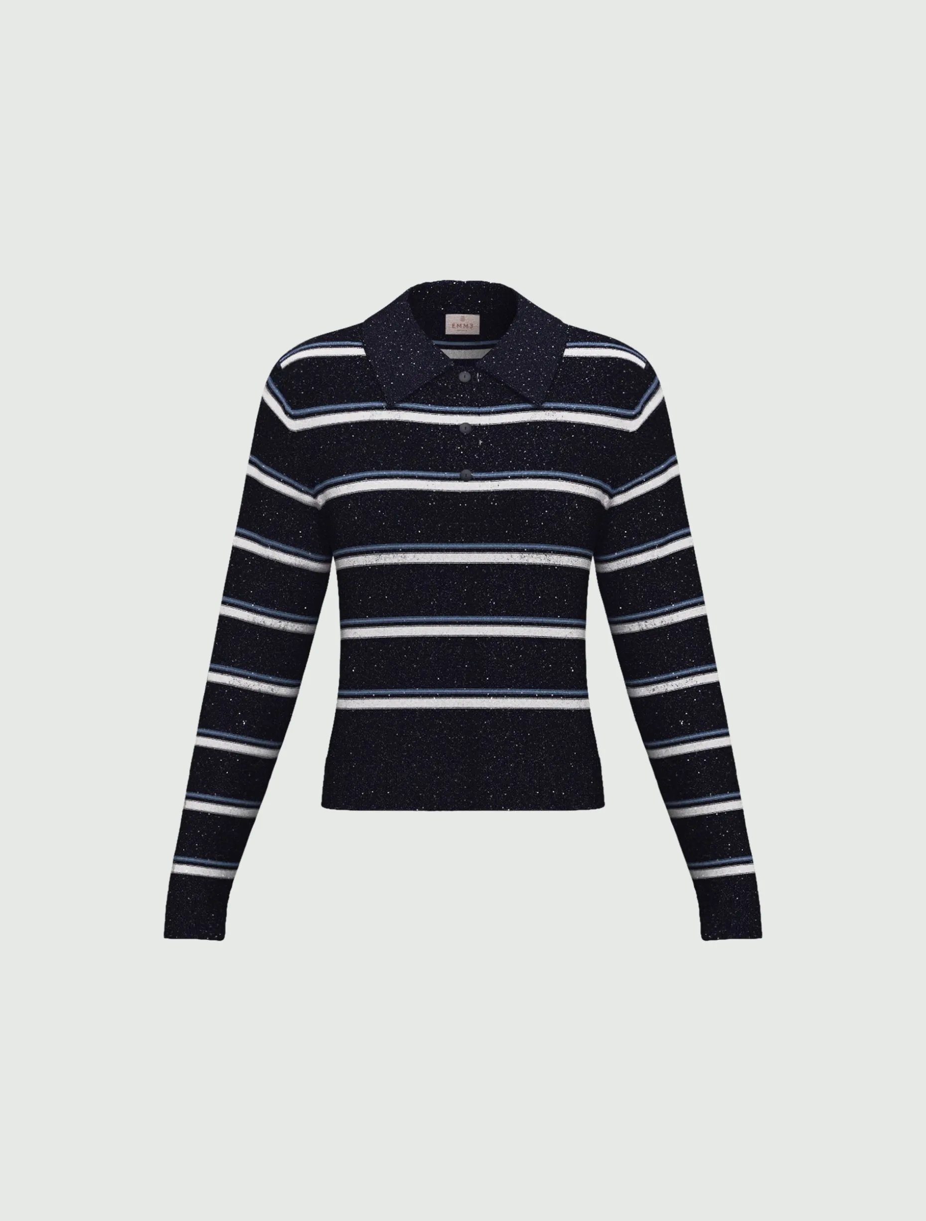 Polo con lurex e paillette - BLU