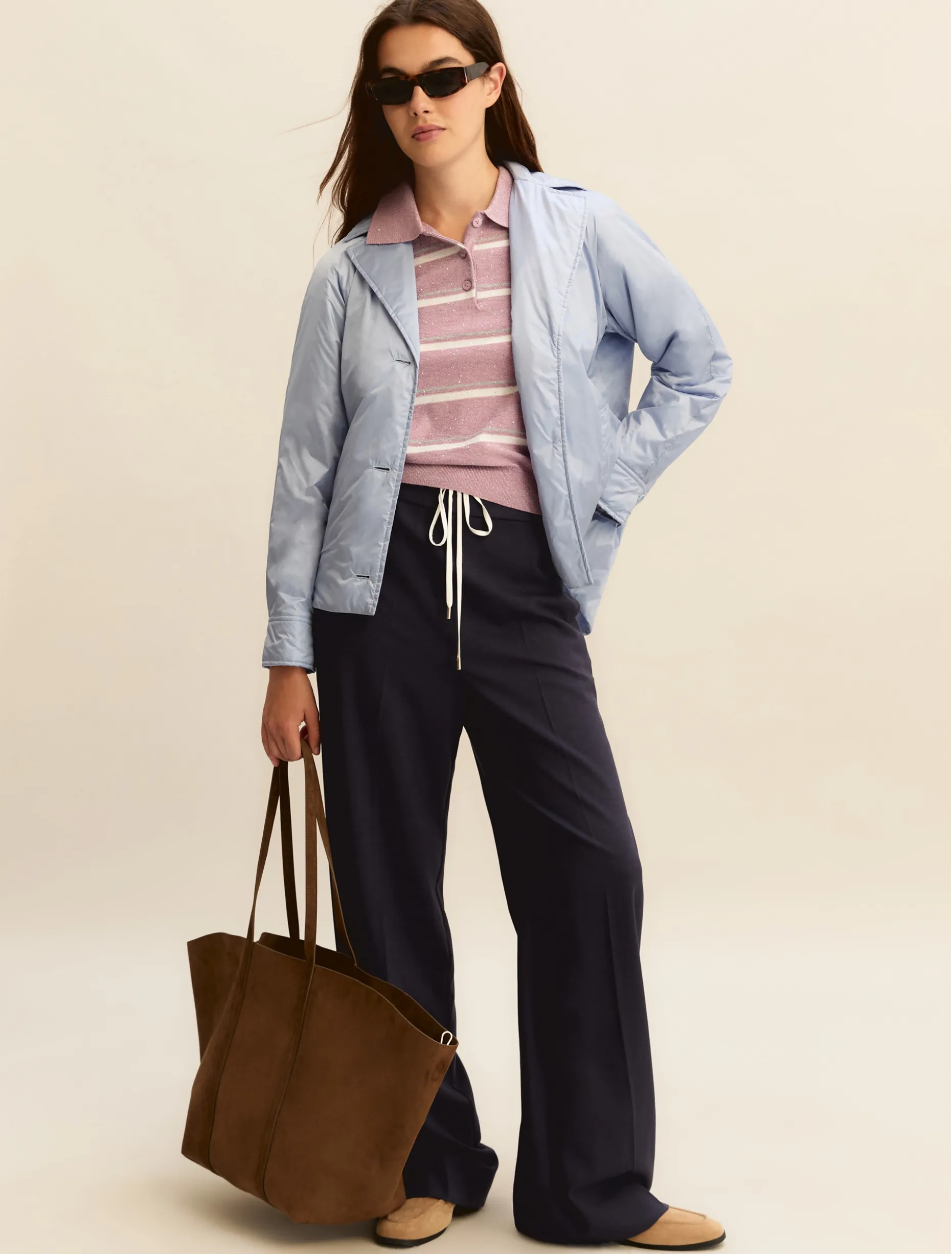 Polo con lurex e paillette - LAVANDA