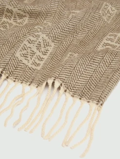 Poncho jacquard con frange - CAMMELLO