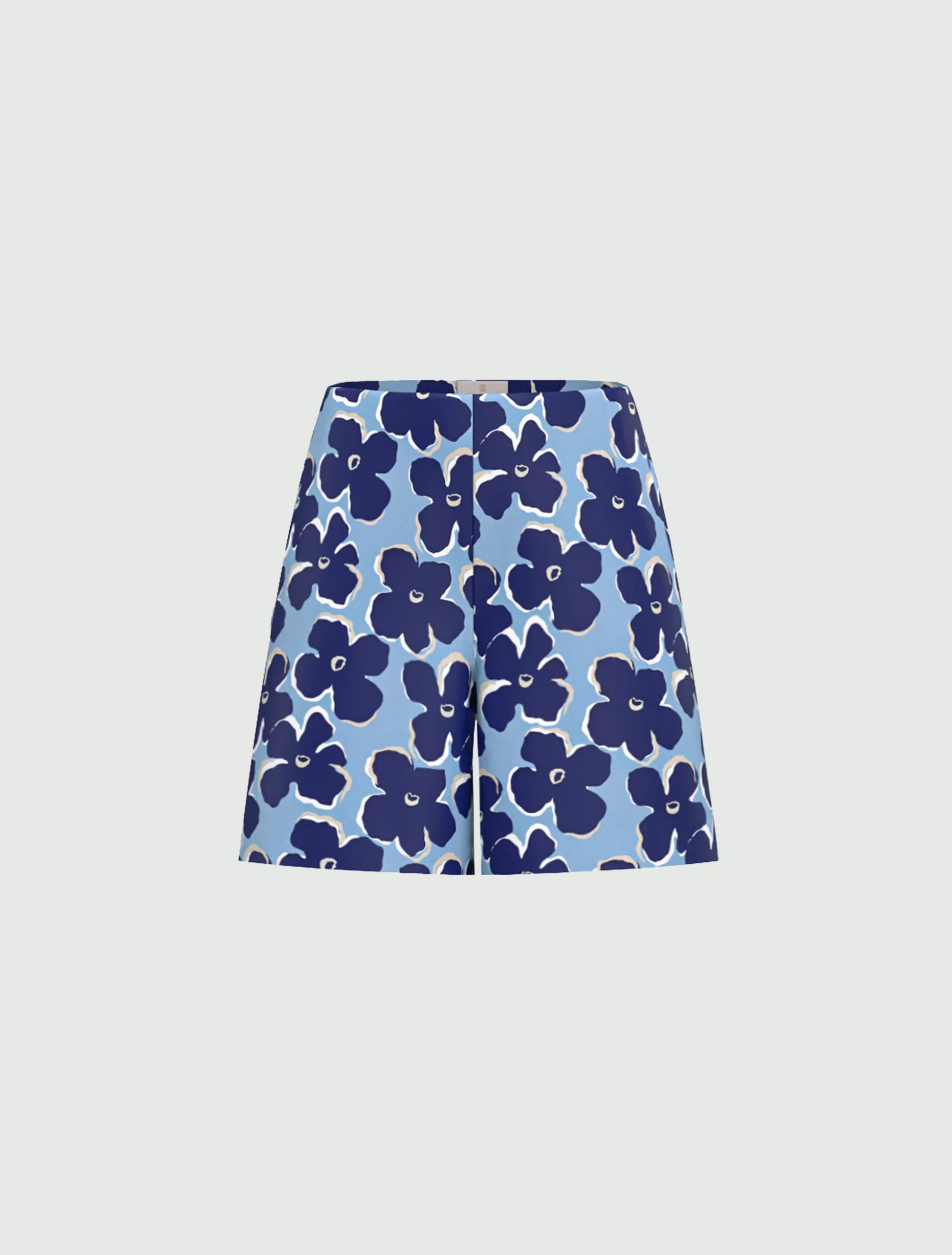 Shorts in raso stretch con stampa - AZZURRO INTENSO