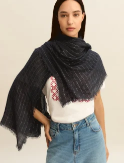 Stola con filo di lurex - NAVY
