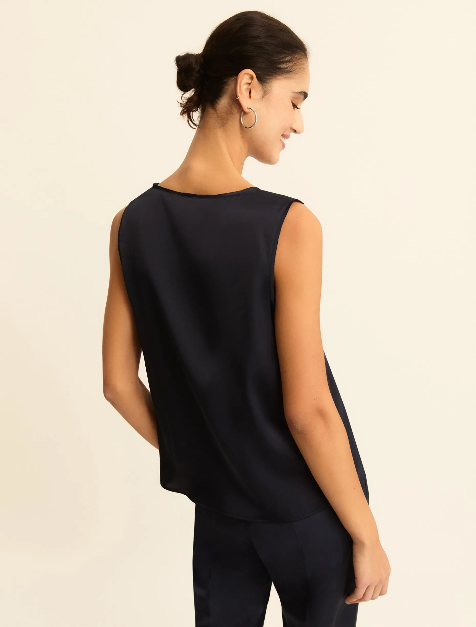 Top in raso con dettagli in georgette - BLU