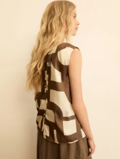 Top smanicato in twill - TORTORA