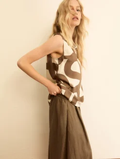 Top smanicato in twill - TORTORA