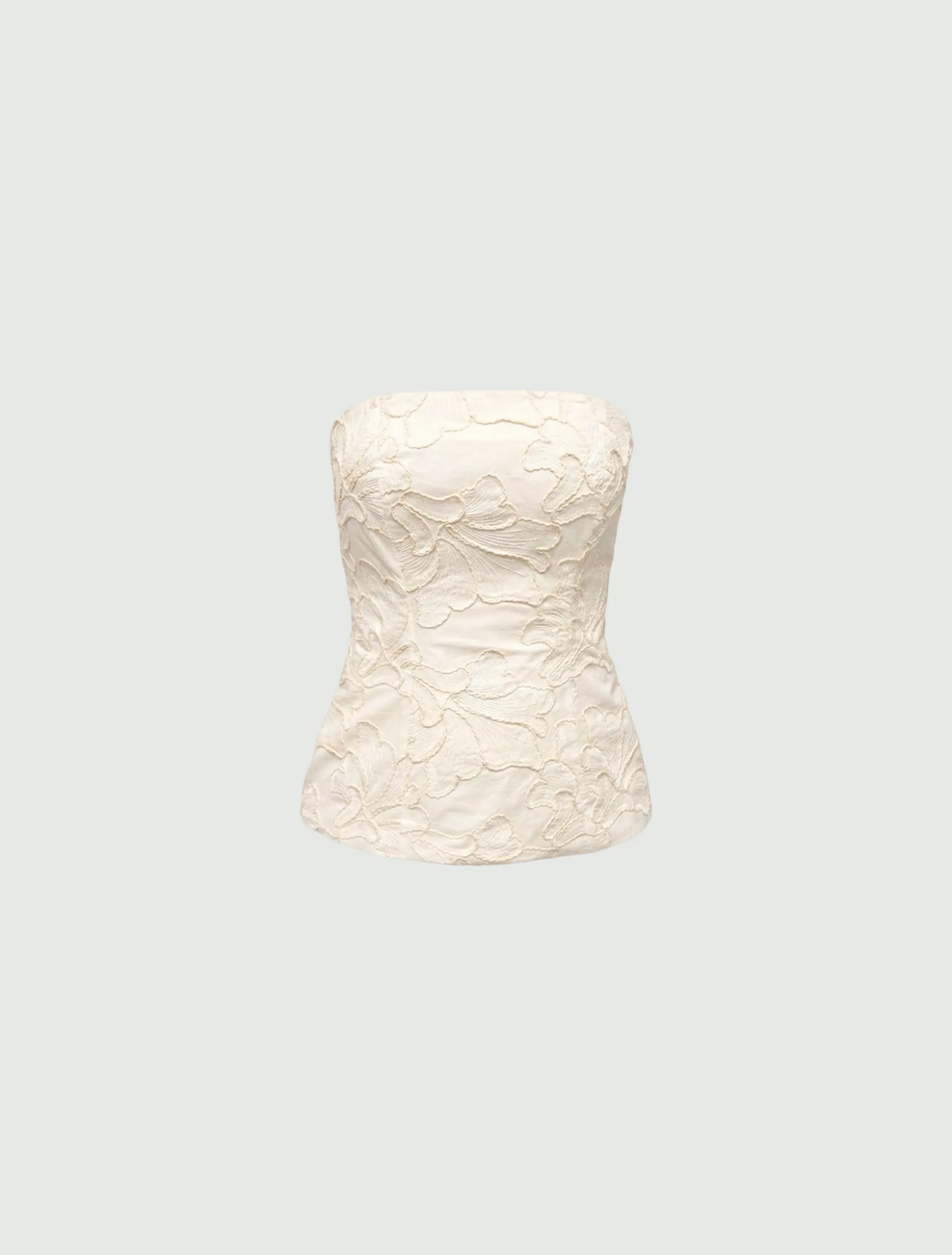Top a bustier con ricami - PANNA