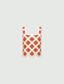 Top smanicato crochet - BIANCO