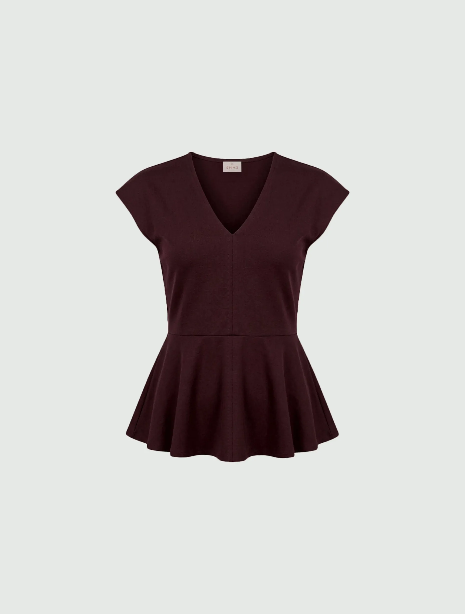 Top smanicato in jersey - ROSSO VINO