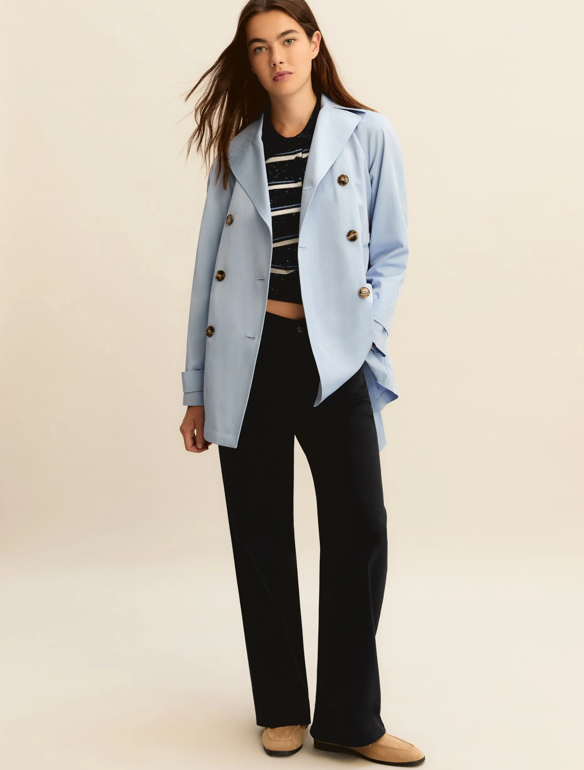 Trench corto antigoccia - AZZURRO