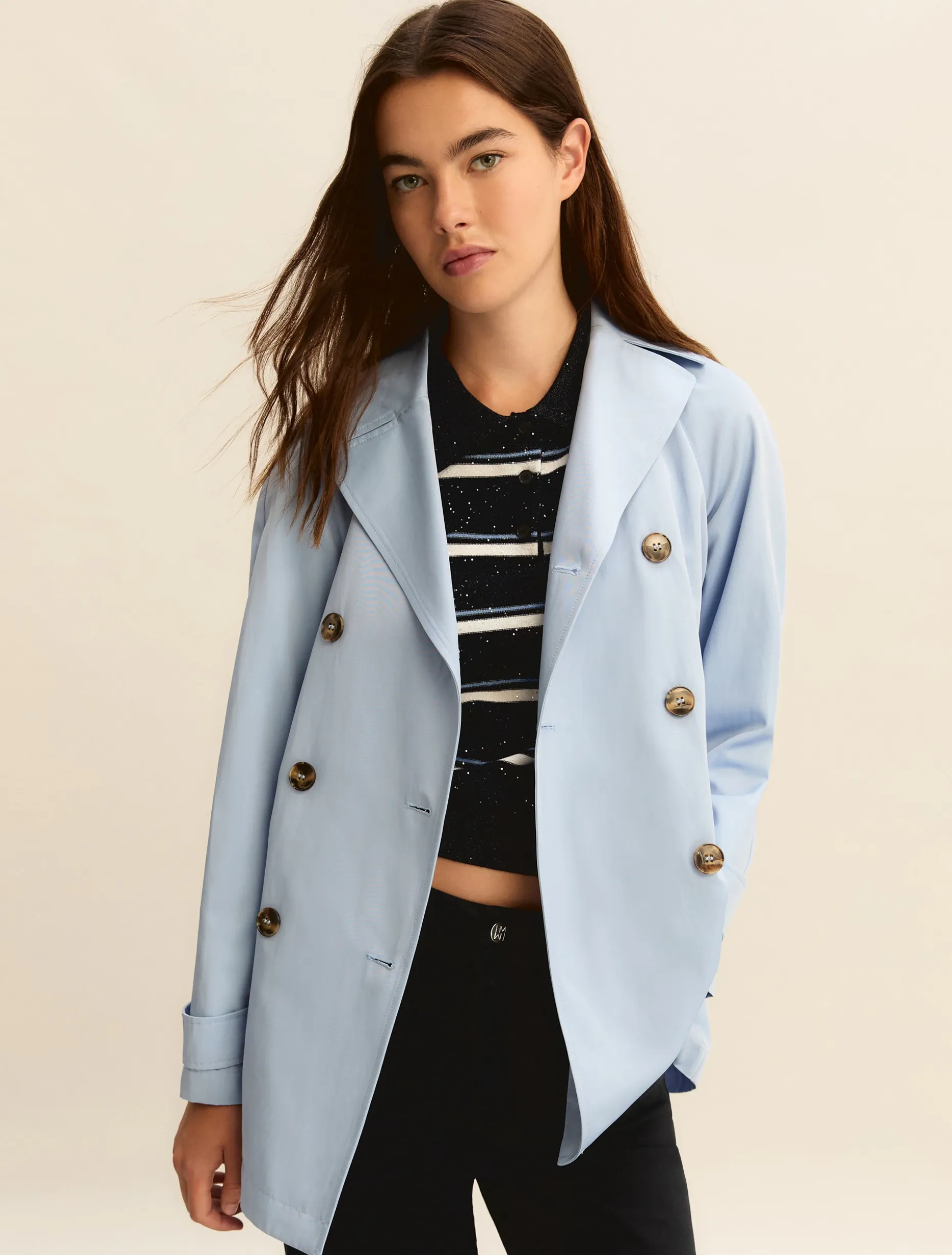 Trench corto antigoccia - AZZURRO