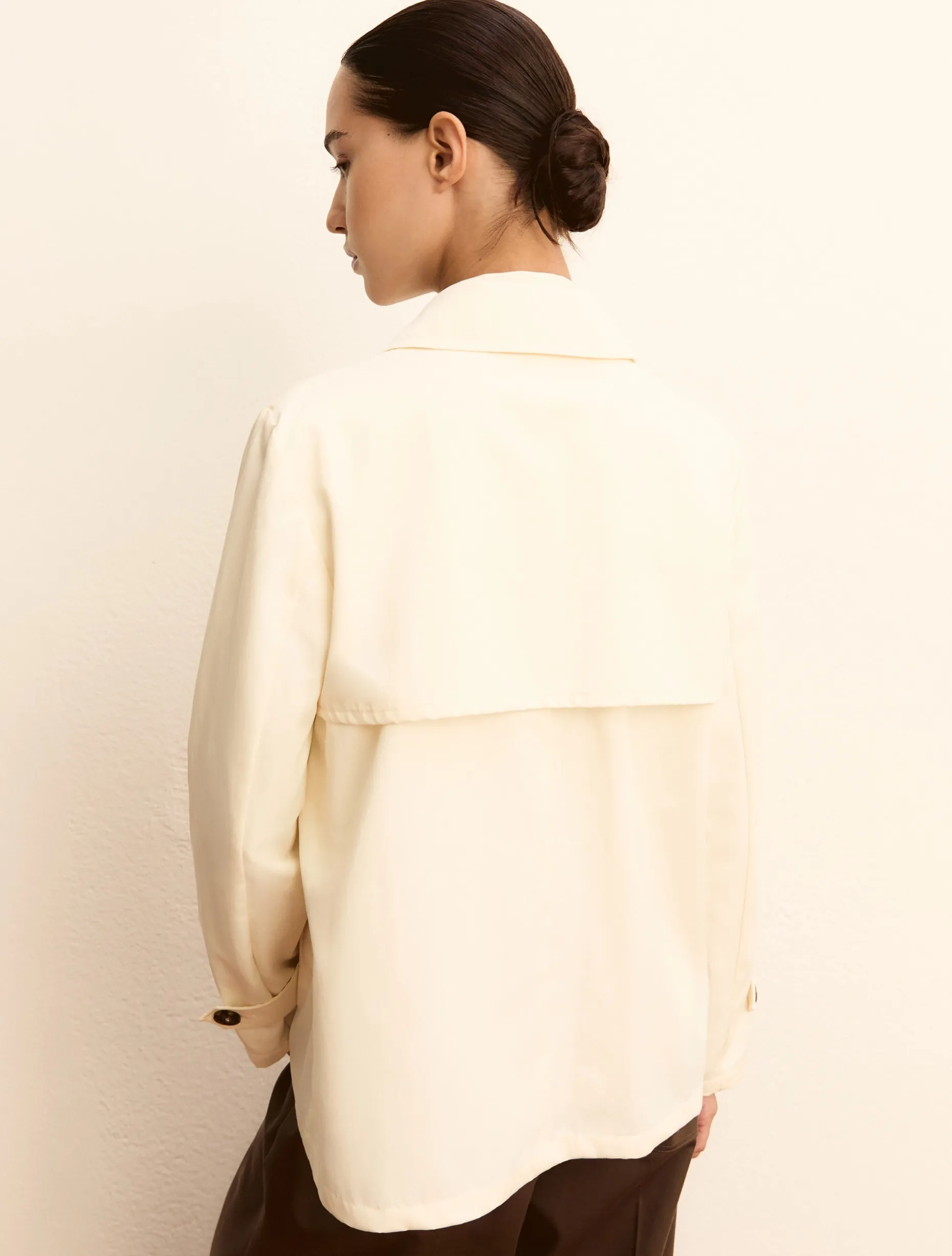 Trench doppiopetto in gabardina antigoccia - BIANCO LANA