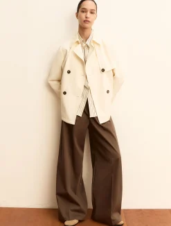 Trench doppiopetto in gabardina antigoccia - BIANCO LANA