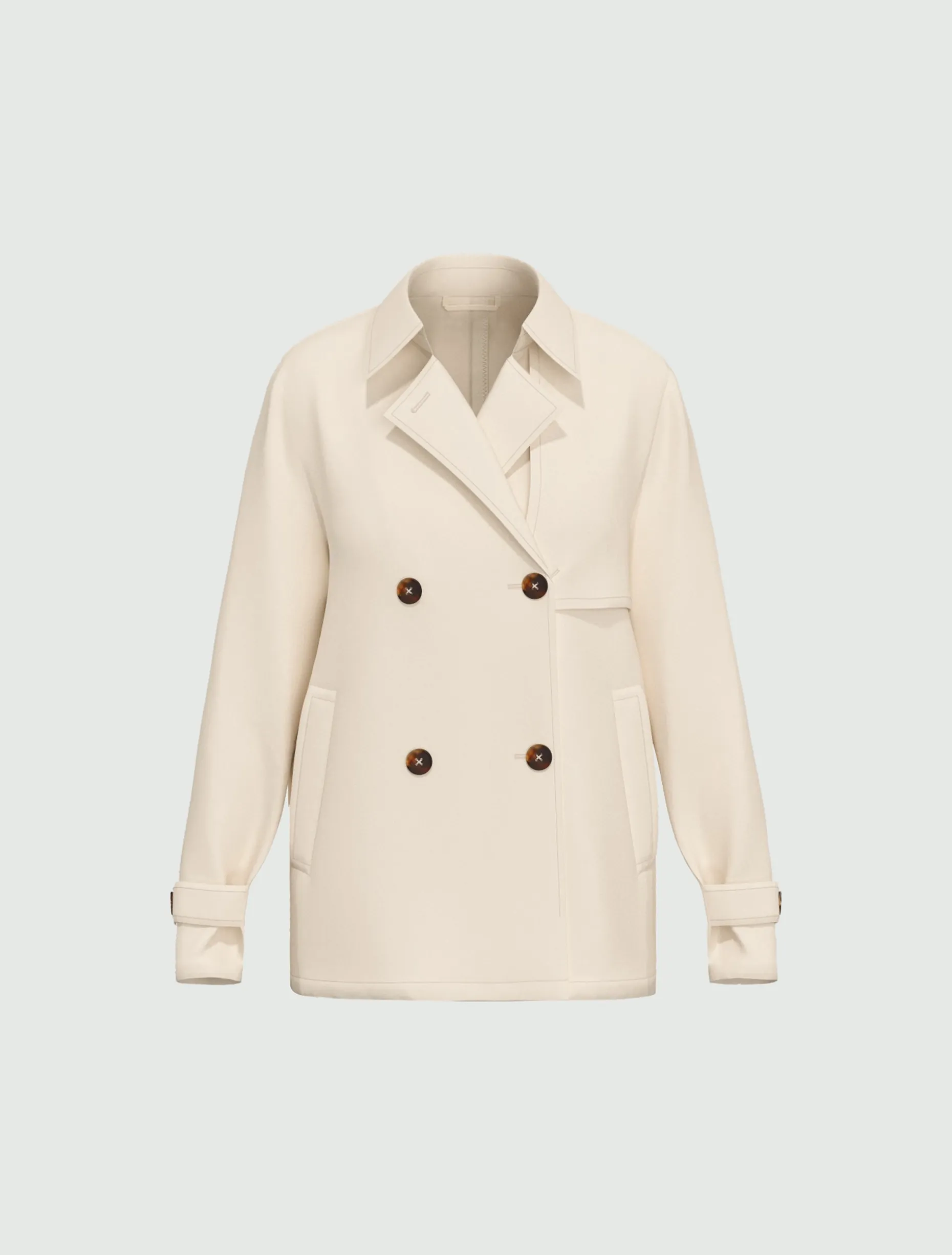 Trench doppiopetto in gabardina antigoccia - BIANCO LANA
