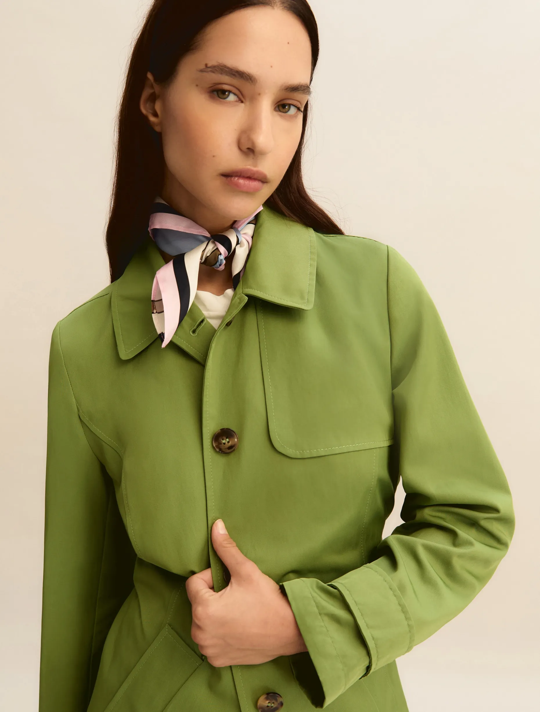 Trench monopetto antigoccia - VERDE