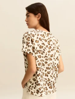 T-shirt in twill stampato - BIANCO LANA
