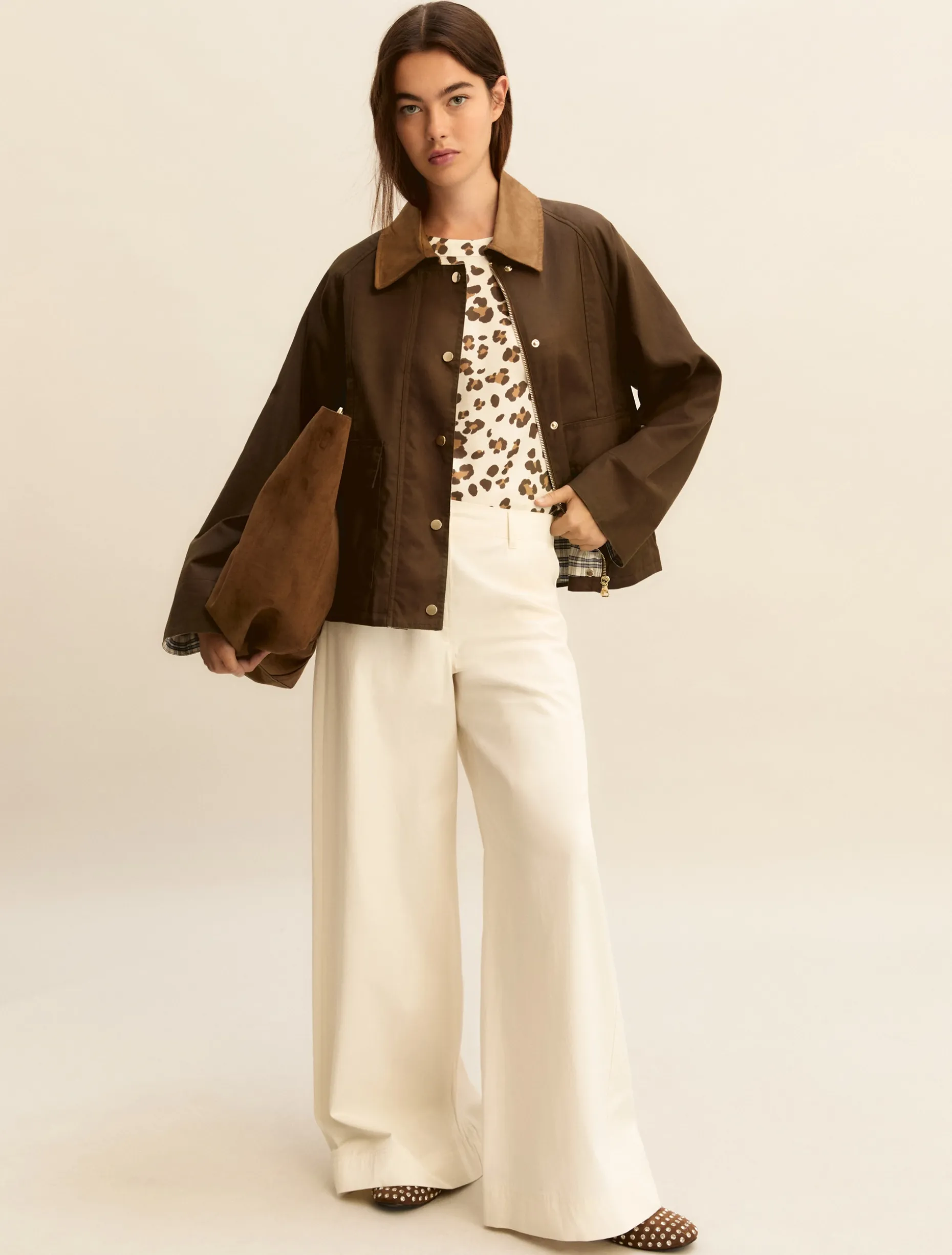 T-shirt in twill stampato - BIANCO LANA
