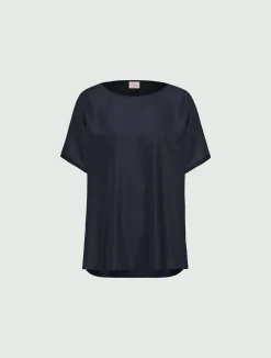 T-shirt over in raso - BLU