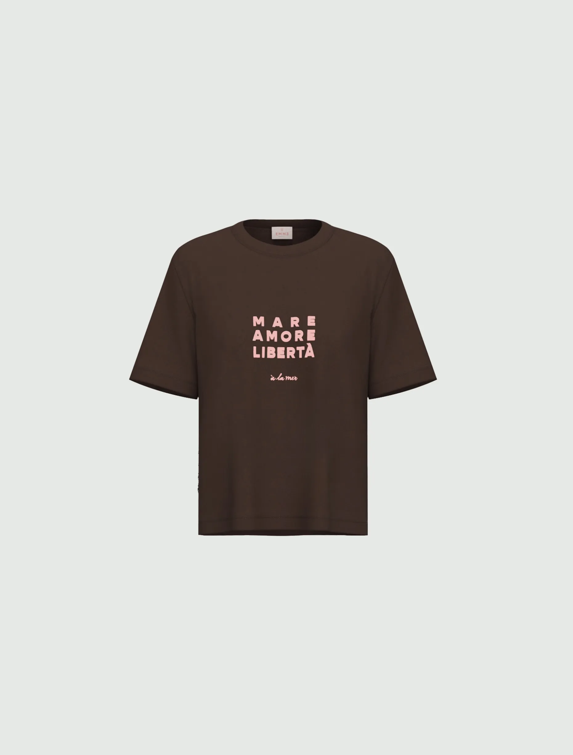 T-shirt boxy con stampe e ricami - TESTA DI MORO