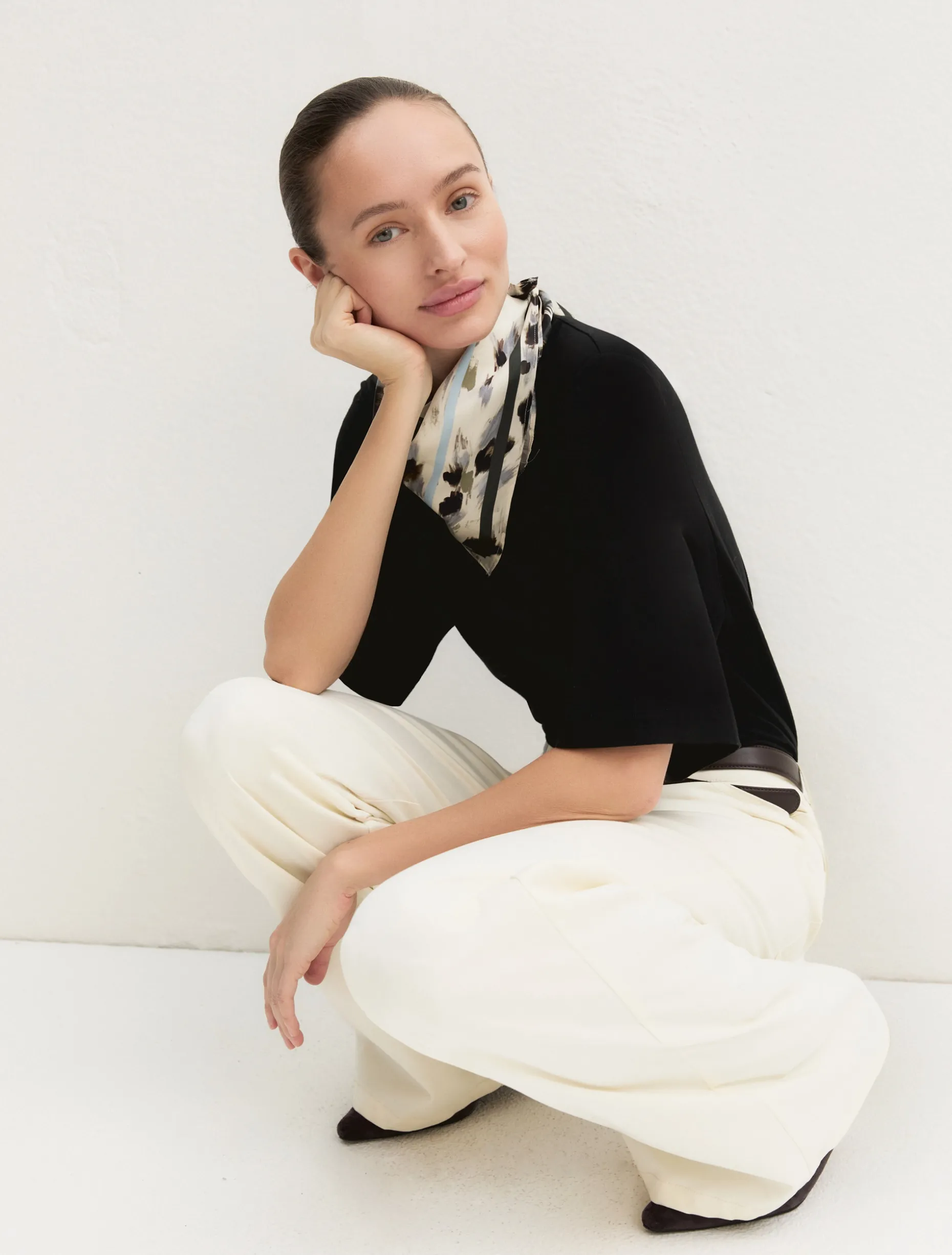 T-shirt in cotone stretch - NERO