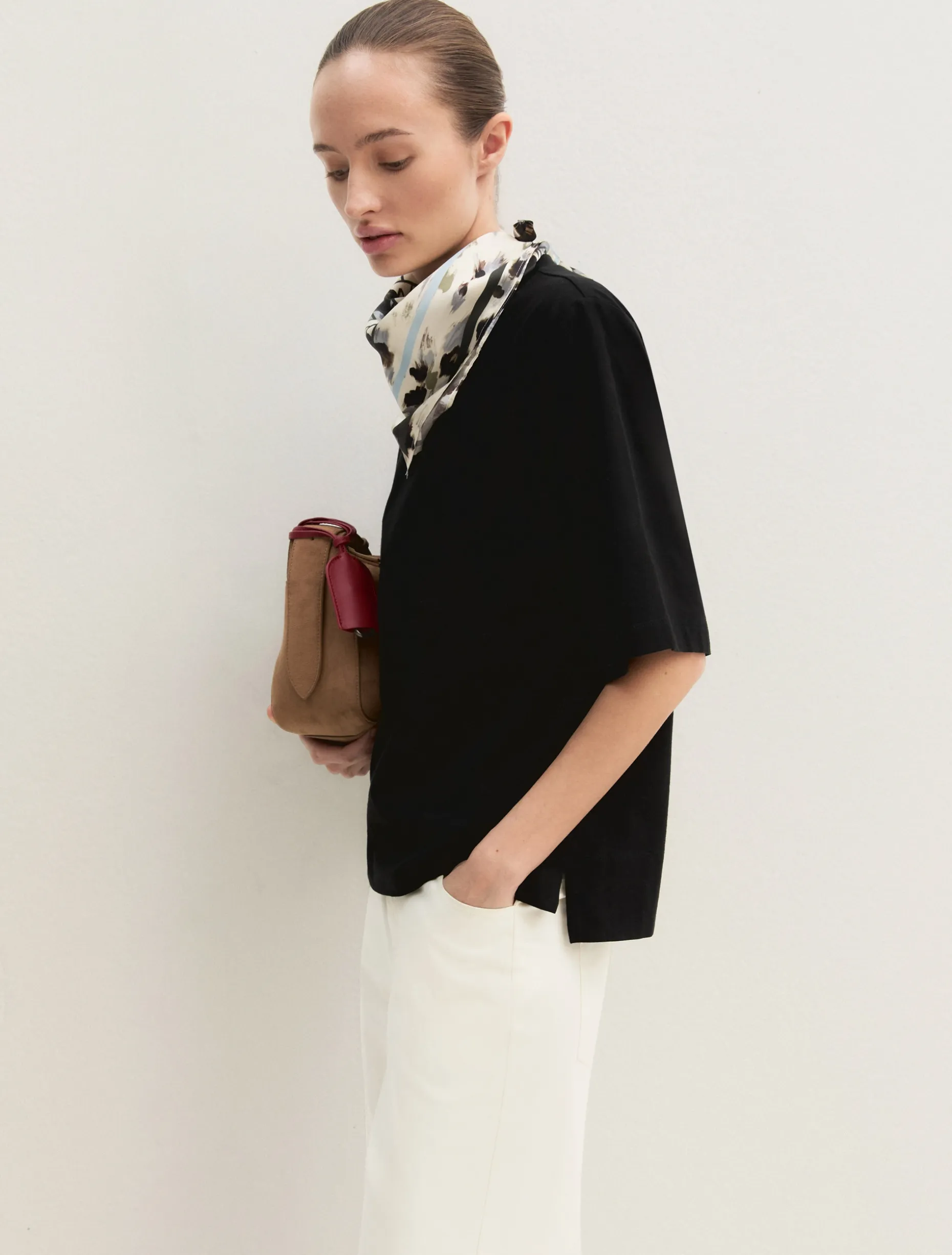 T-shirt in cotone stretch - NERO