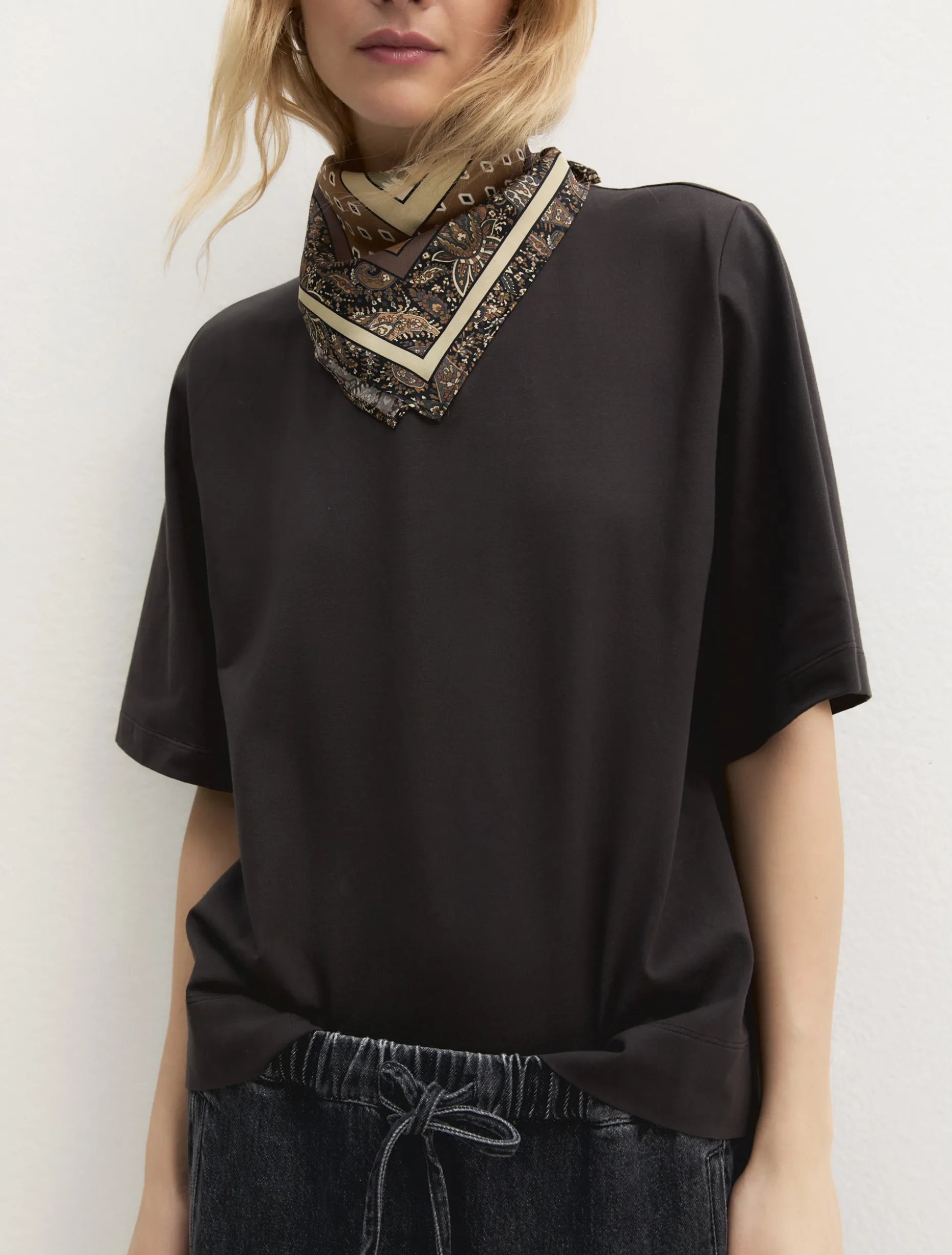 T-shirt in cotone stretch - TESTA DI MORO