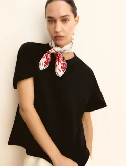 T-shirt in jersey con foulard - BLU