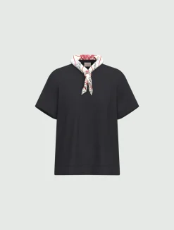 T-shirt in jersey con foulard - BLU