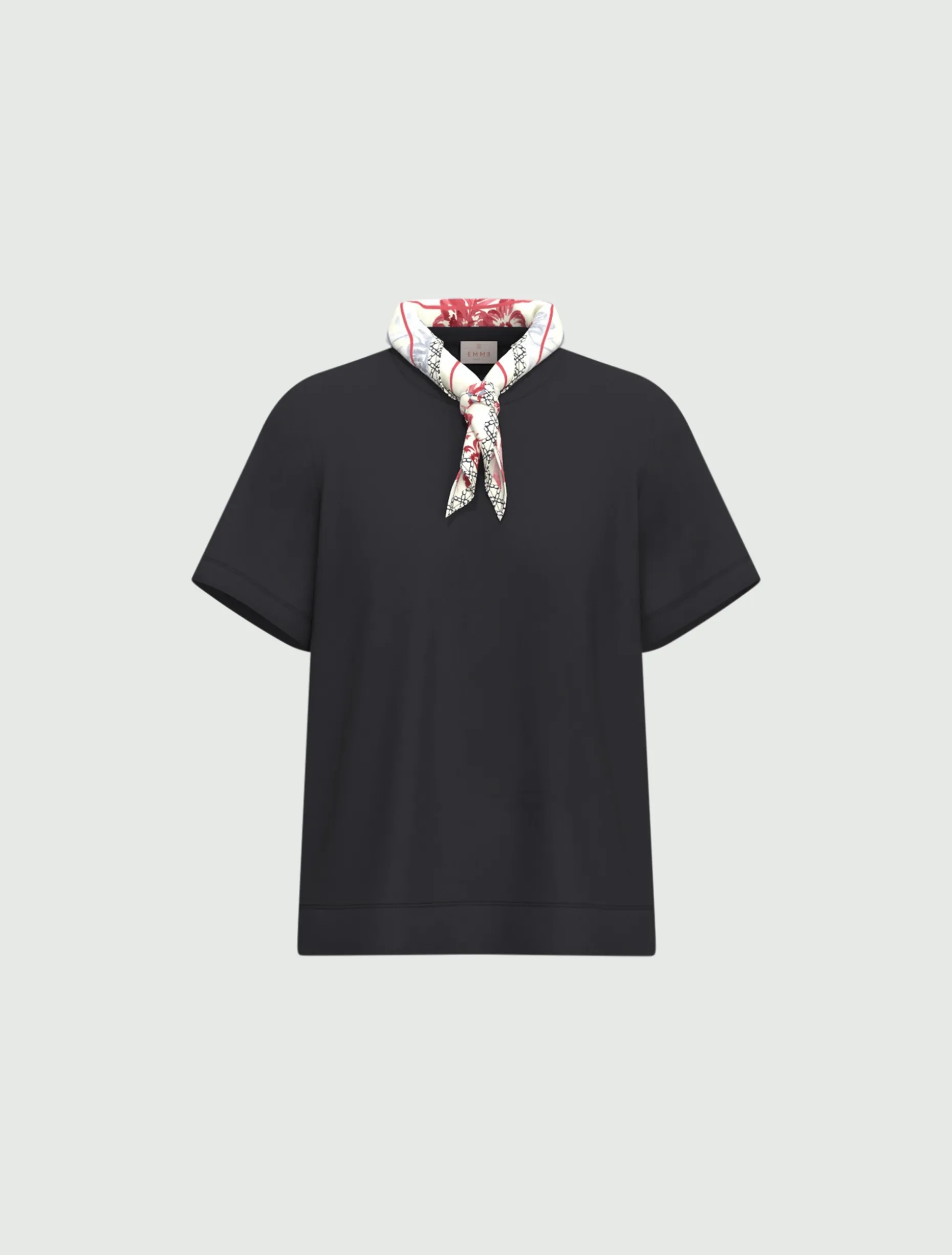 T-shirt in jersey con foulard - BLU