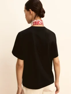 T-shirt in jersey con foulard - BLU