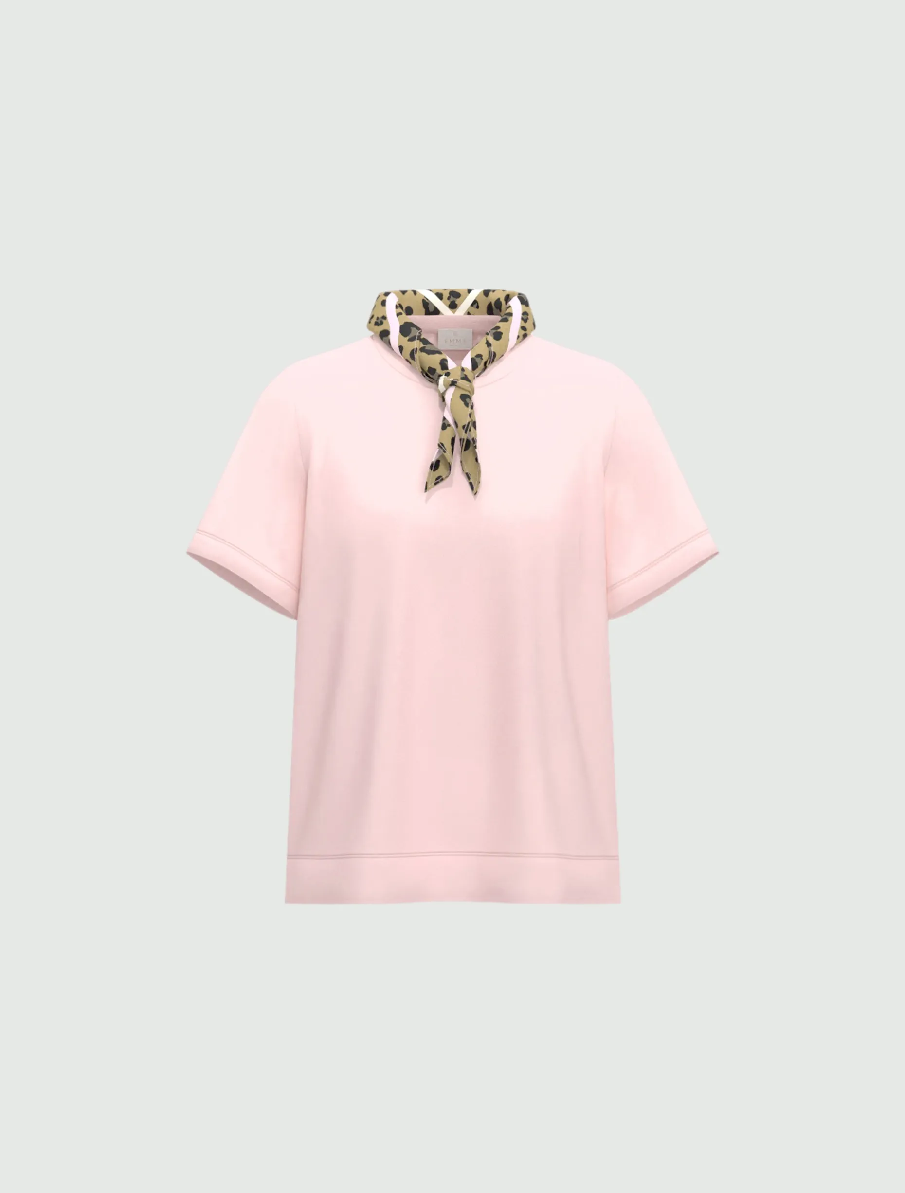 T-shirt in jersey con foulard - ROSA