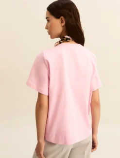 T-shirt in jersey con foulard - ROSA