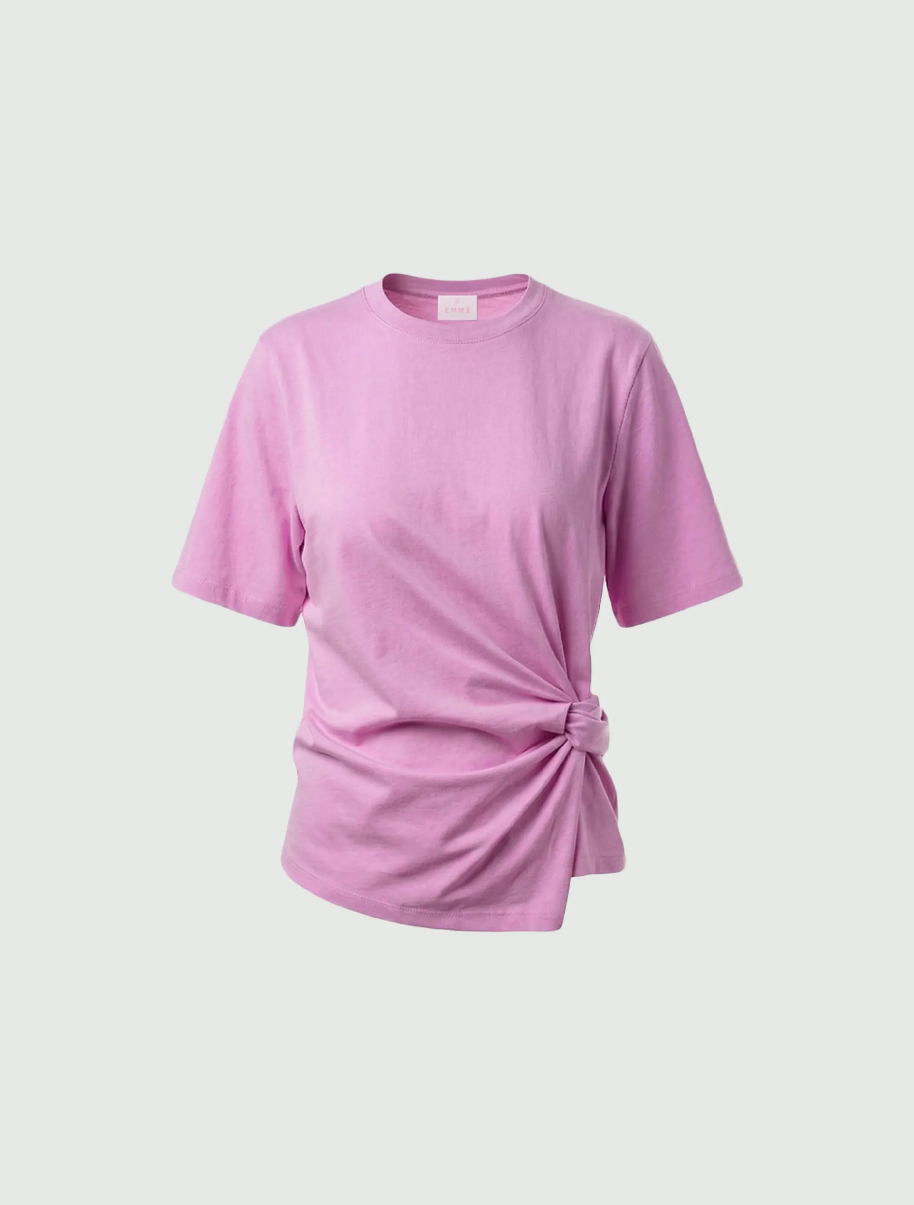 T-shirt in jersey con nodo - ROSA INTENSO