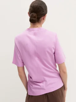 T-shirt in jersey con nodo - ROSA INTENSO