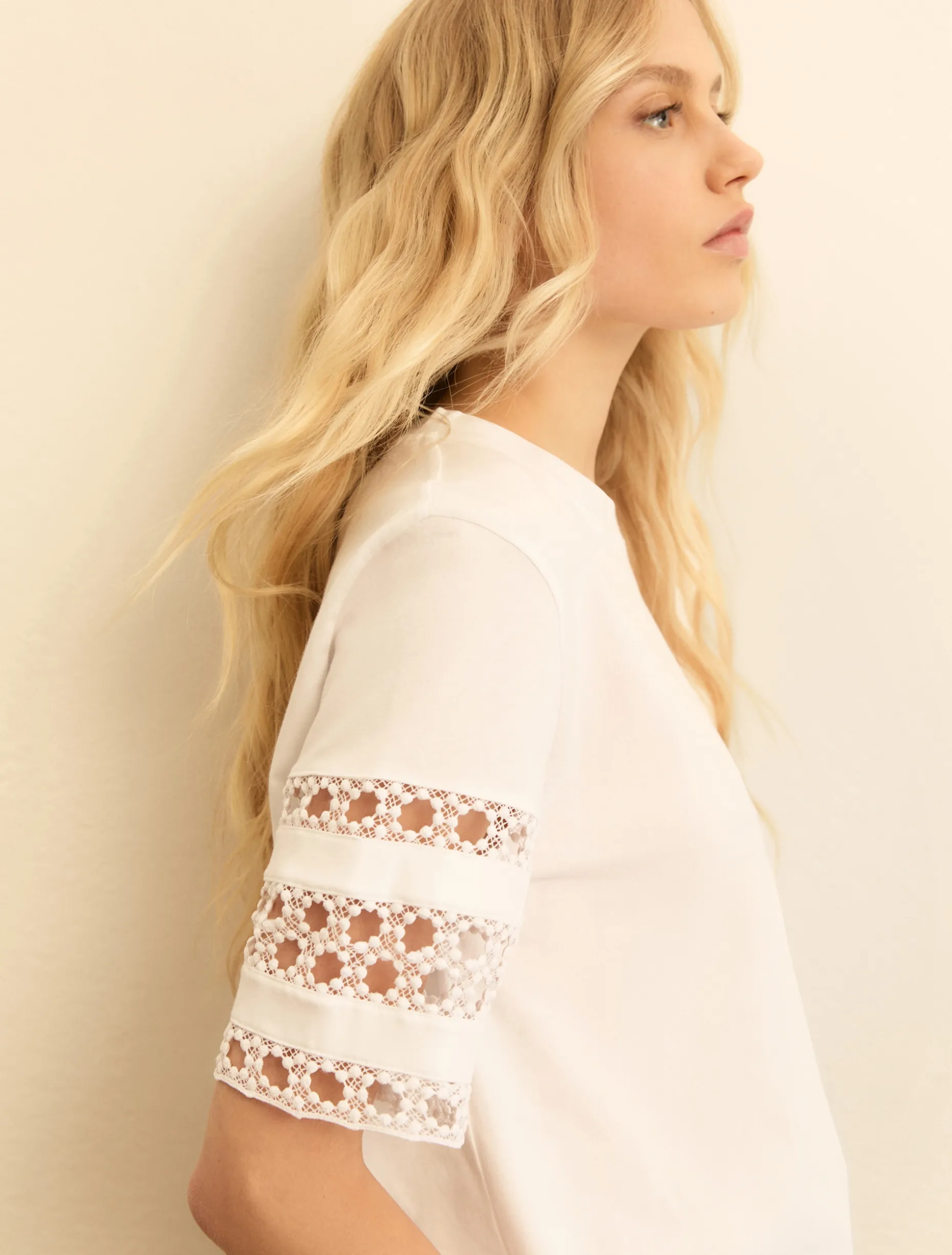 T-shirt in jersey con passamaneria - BIANCO OTTICO