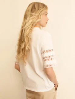 T-shirt in jersey con passamaneria - BIANCO OTTICO