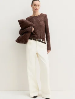 T-shirt in jersey pizzo - MARRONE