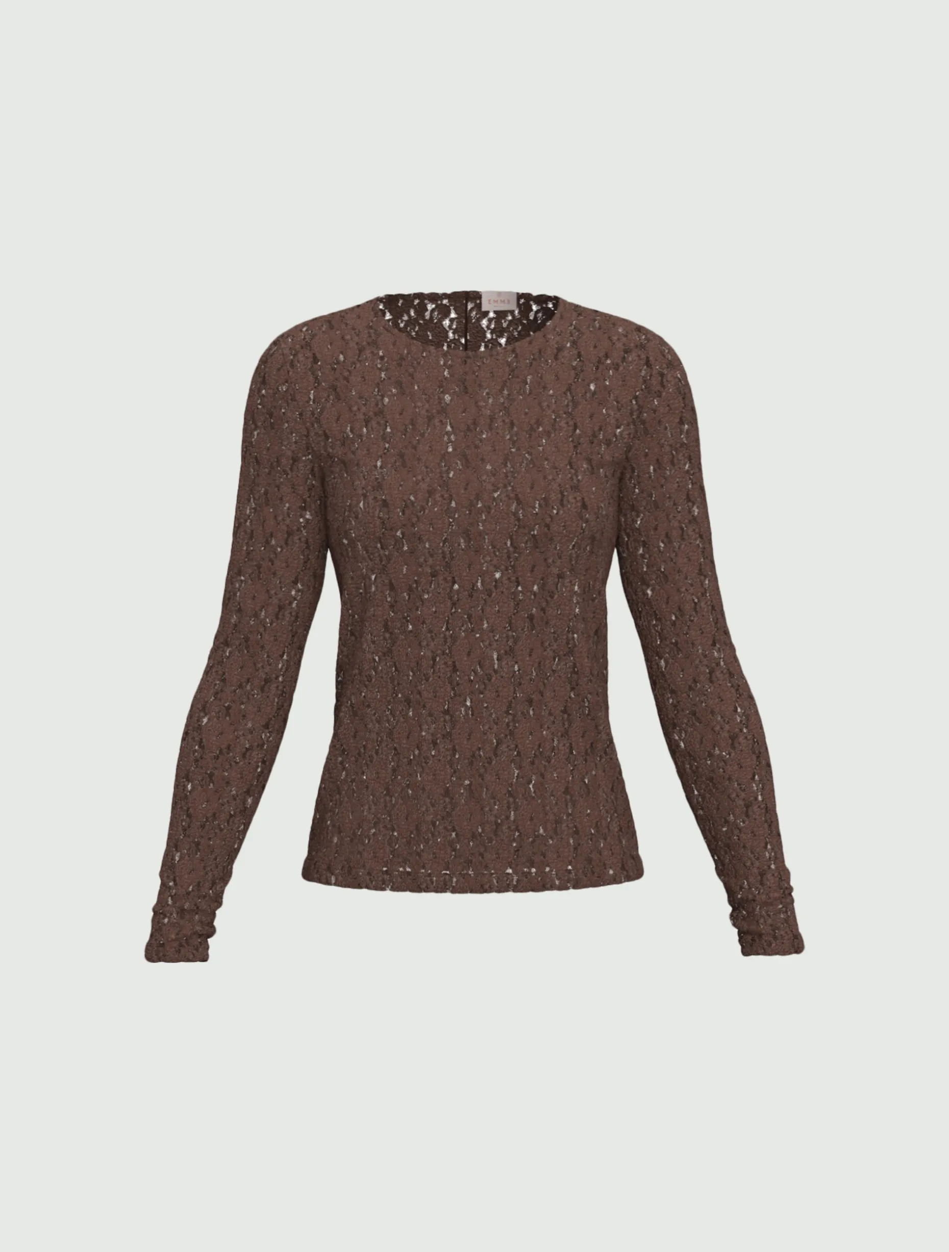 T-shirt in jersey pizzo - MARRONE