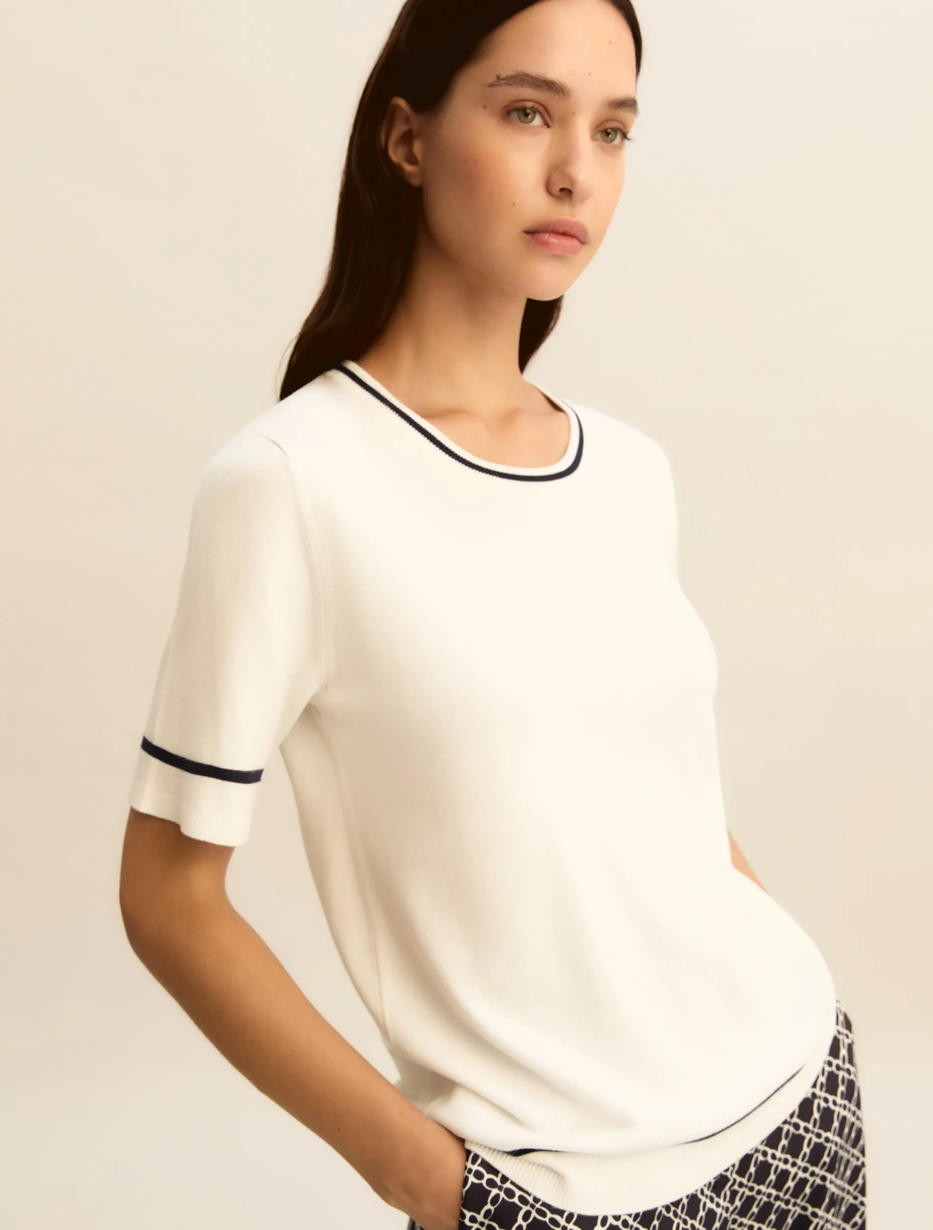 T-shirt in viscosa stretch - BIANCO BLU