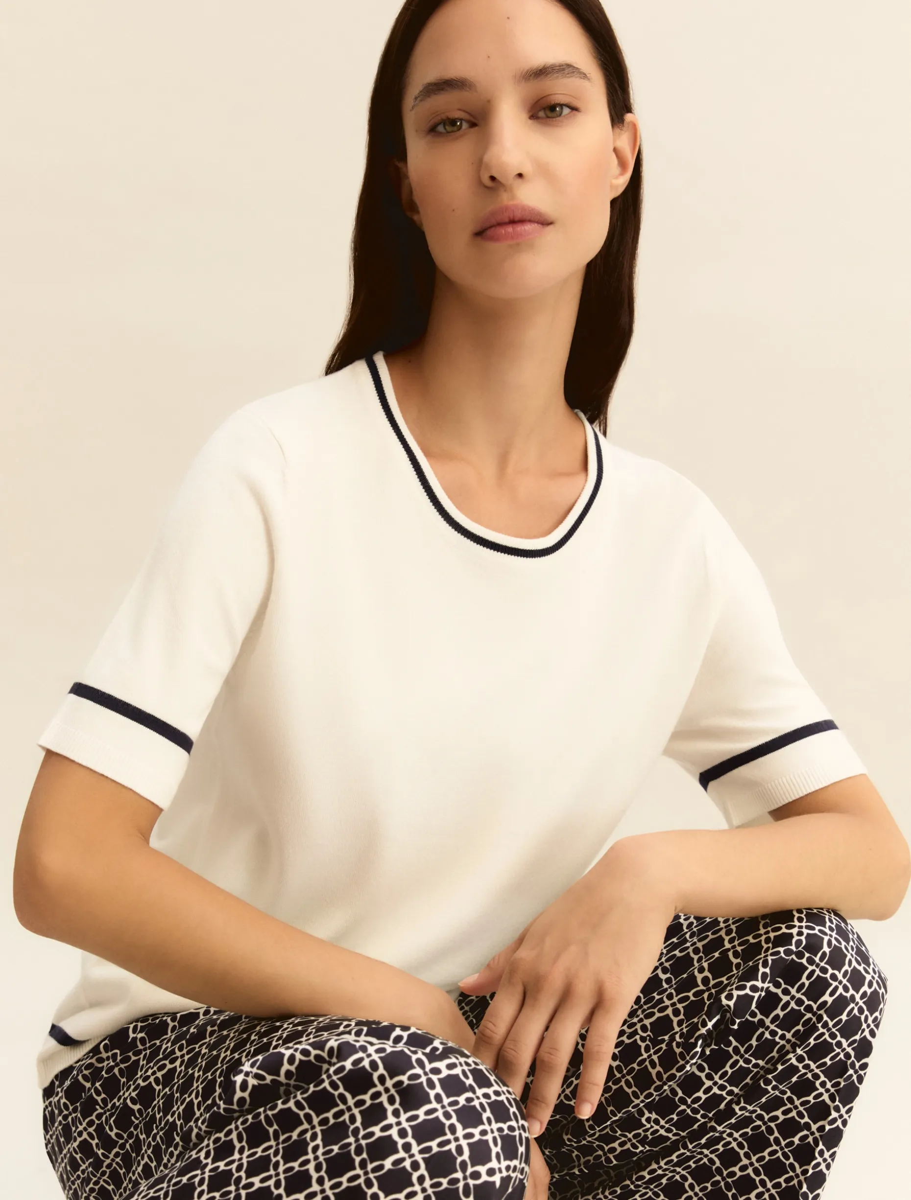 T-shirt in viscosa stretch - BIANCO BLU