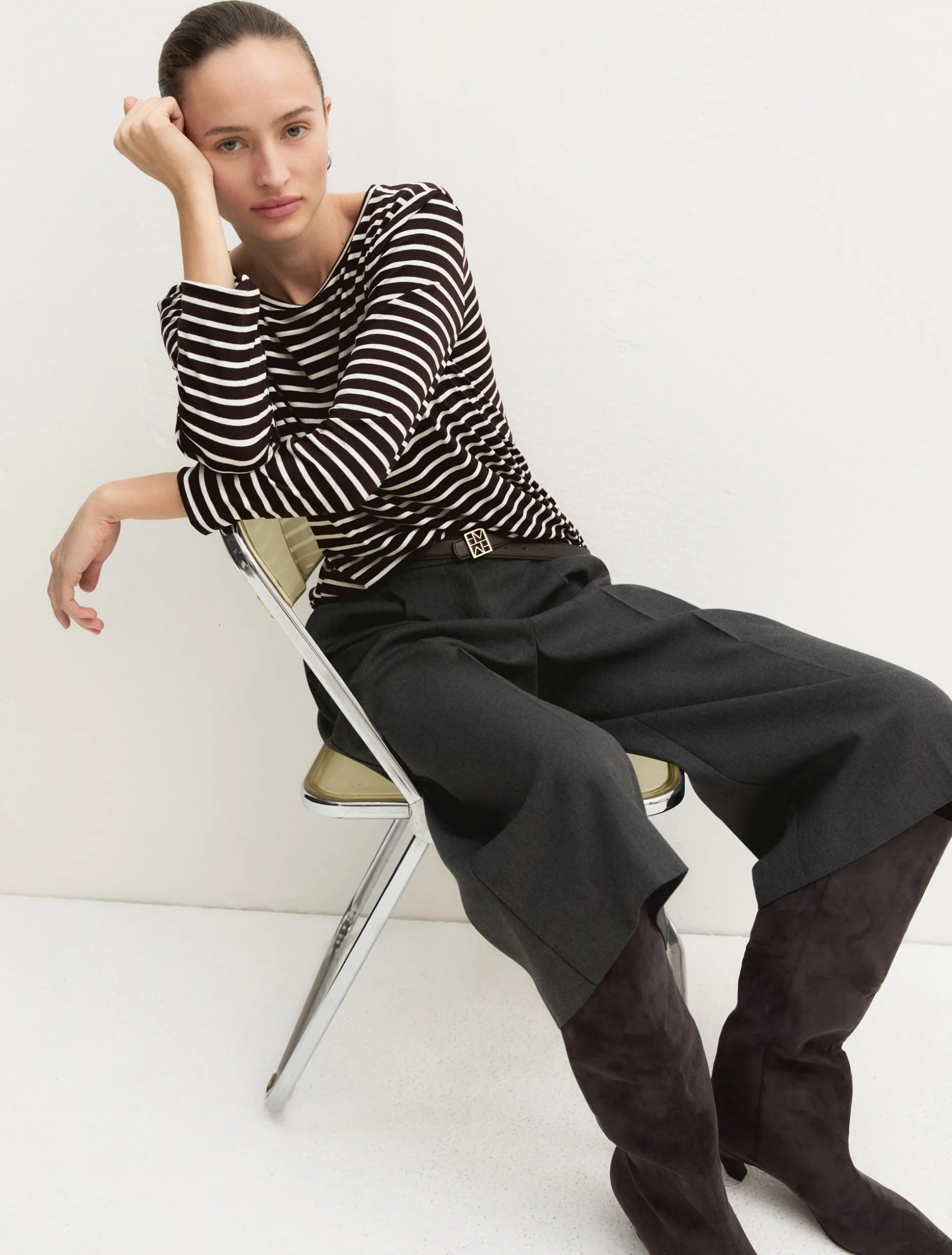 T-shirt in viscosa stretch - MARRONE