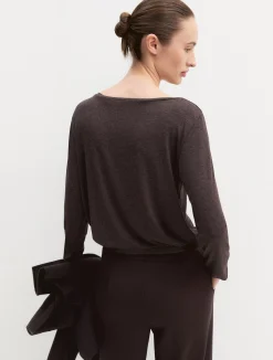 T-shirt in viscosa stretch - MARRONE
