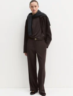 T-shirt in viscosa stretch - MARRONE