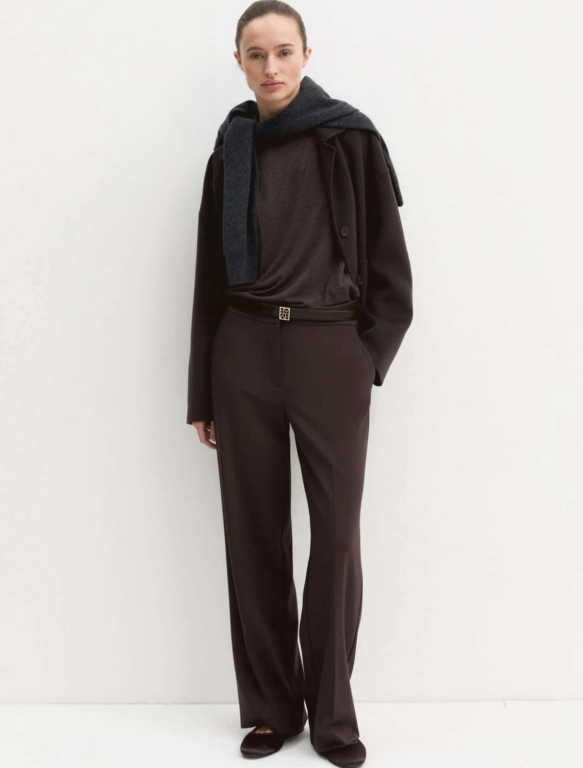 T-shirt in viscosa stretch - MARRONE