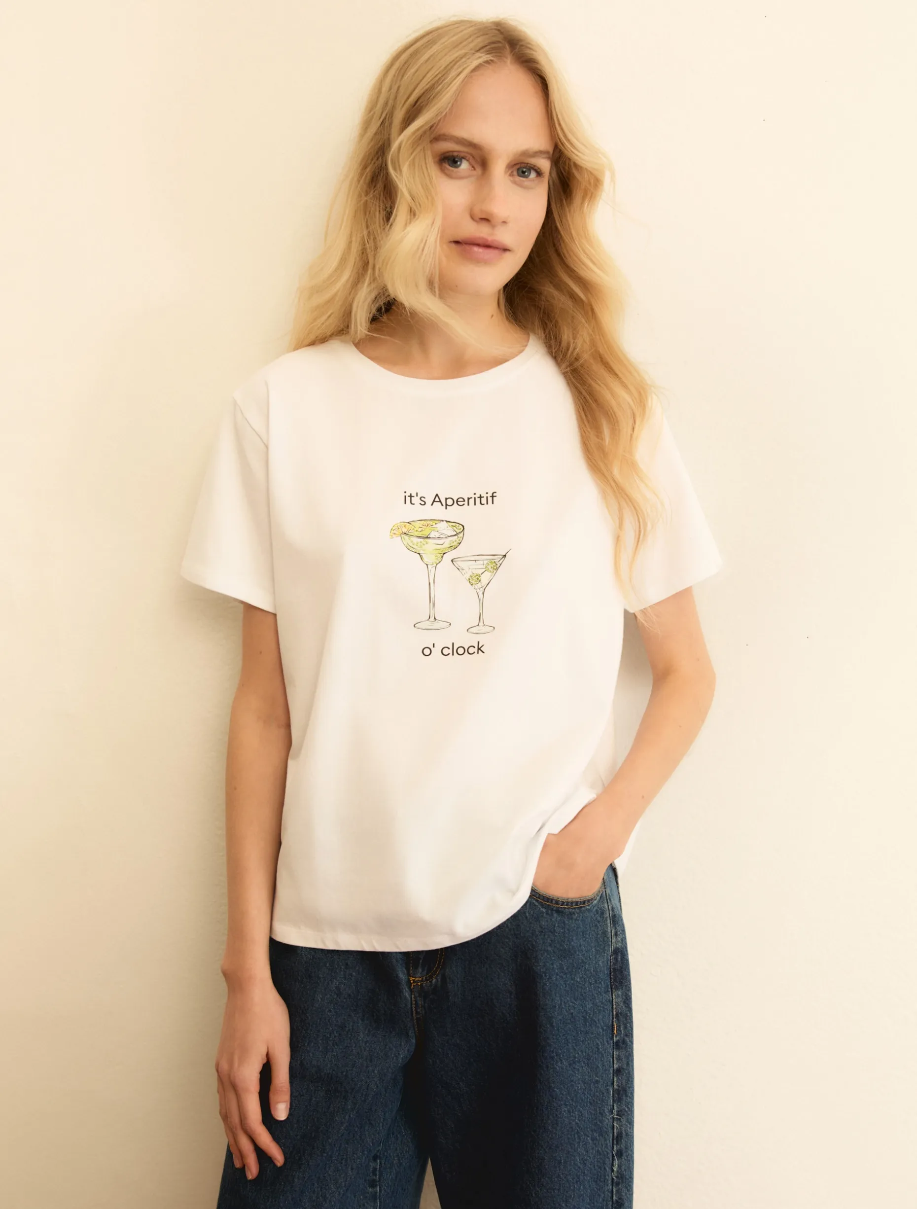 T-shirt stampata - BIANCO LANA