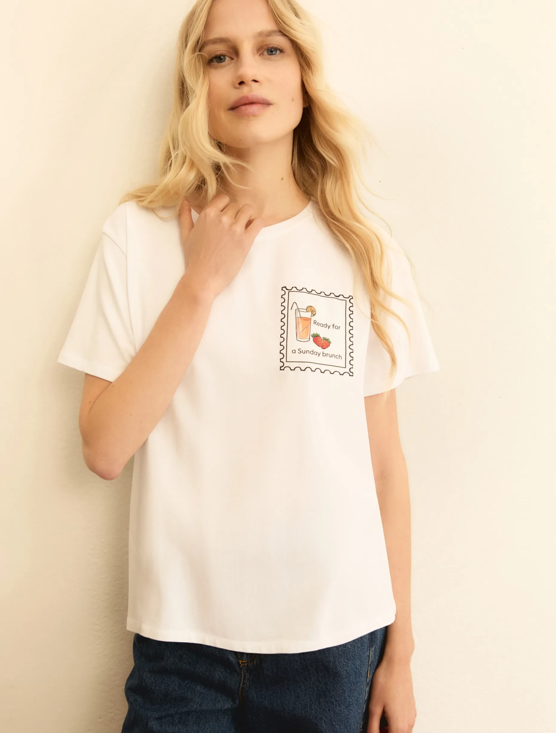 T-shirt stampata - BIANCO LANA